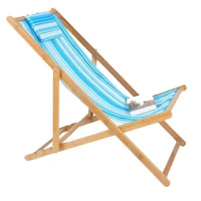 Comfortable Bamboo Folding Sun Lounger for Outdoor Beach