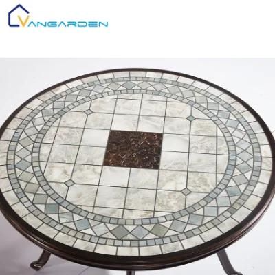 Imitation Wood Grain Design Outdoor Furniture Round Set Patio Dining Garden Table