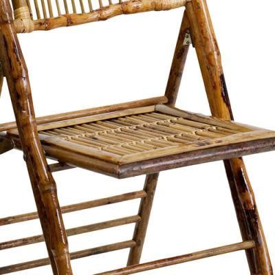 Commercial Use Clear Coated Glossy Finish Bamboo Folding Chair