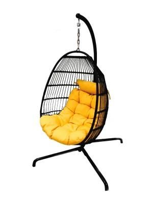 Cane Basket Rattan Hammock Macrame Balcony Garden Egg Outdoor Foldable Hang Swing Chair