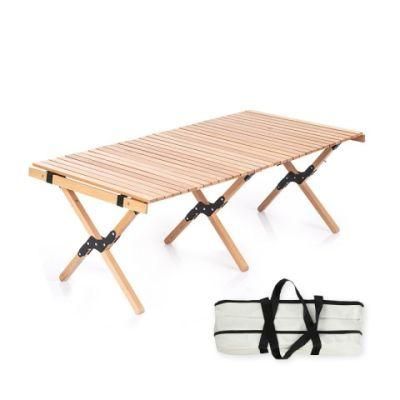 Tailgating Solid Wood Roll up Travel Table with Carry Bag