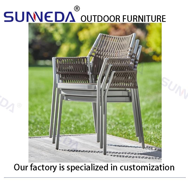 Flat Ribbon Garden Simply Modern Comfortable Stackable Chair with Cushion