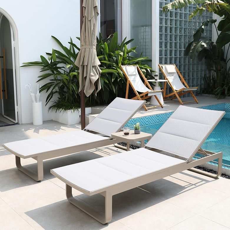 Good Price Cheap Pool Beach Sun Lounger Mesh Aluminum Chaise Lounge Outdoor Chair