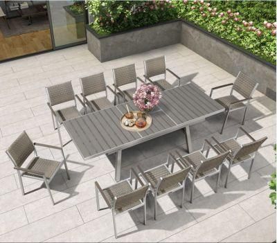 Outdoor Plastic Wood and Aluminum Table Rattan Chair Furniture