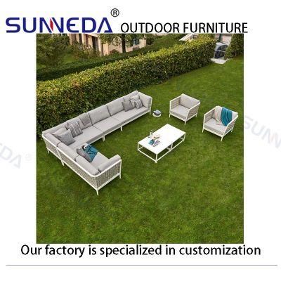 Modern Outdoor L Shape Aluminum Frame Sofa with Waterproof Cushion