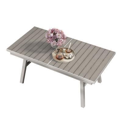 Outdoor Plastic Wood Table Aluminum Alloy PE Rattan Furniture