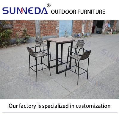 Outdoor Hotel Morden Furniture Rattan Woven Leisure Bar Chair Table and Table