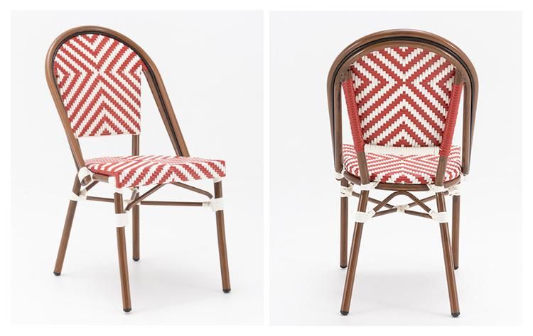 Vangarden Outdoor Metal Rattan Bistro Chair French Style for Cafe