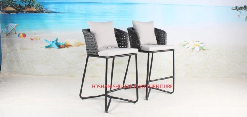 New Design Bar Chair Outdoor Rattan Furniture with 5cm Seat Cushion