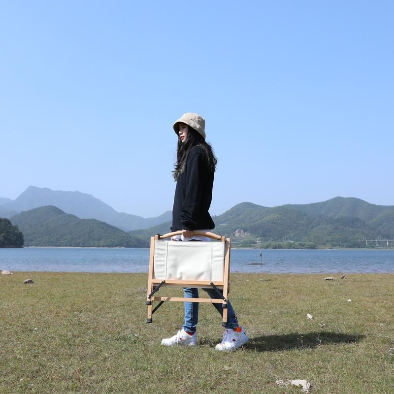 Portable Kermit Canvas Seat Leisure Solid Wood Picnic Camping Chair