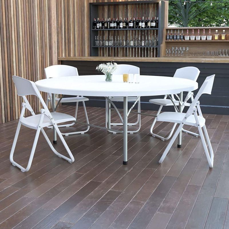 72inch White Folding Plastic Outdoor Dining Table for Events Party