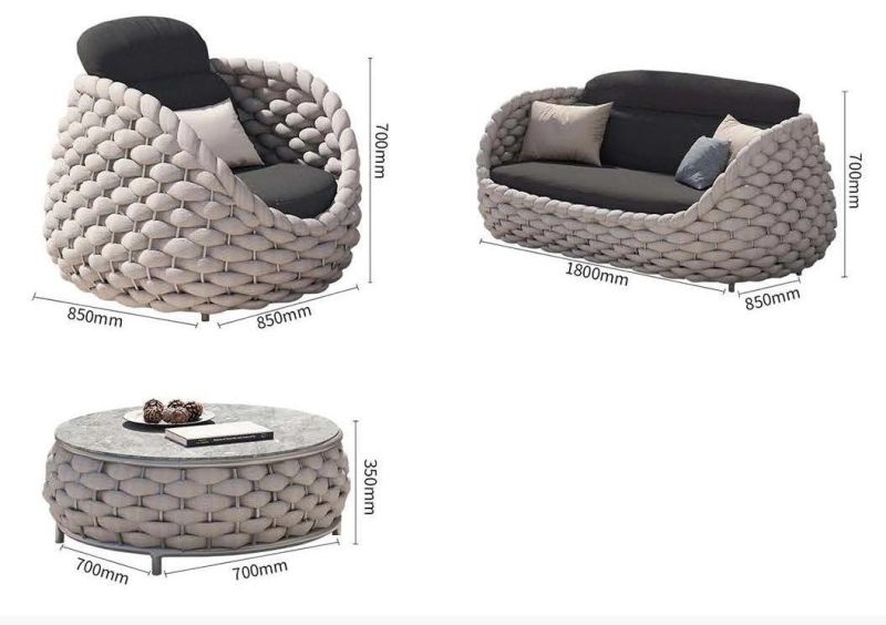 Factory Wholesale Outdoor Sofa 4PC/Set American Style Outdoor Garden Furniture Set Round Leisure Rattan Fabric Sofa