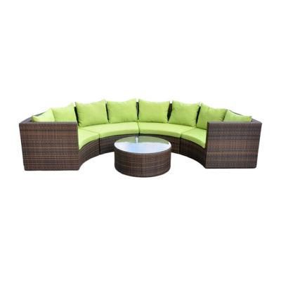 C-Outdoor White PE Rattan Furniture Half Round Sofa with Cushion