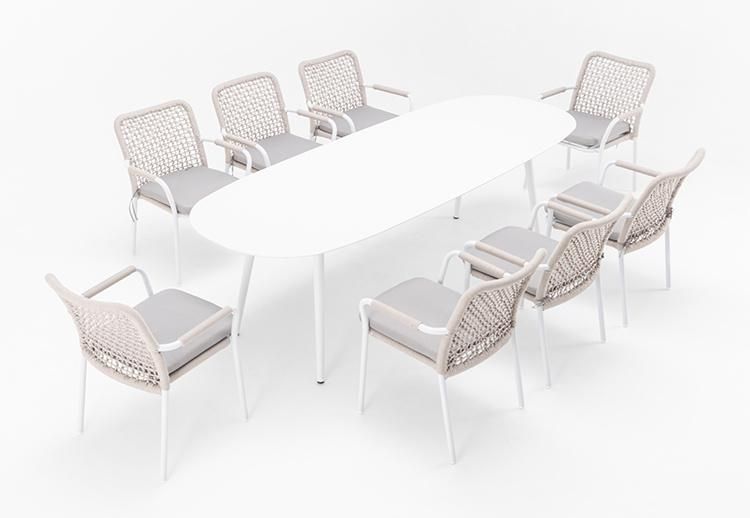 8 Seaters Luxury Rope Aluminum Outdoor Garden Dining Set Furniture