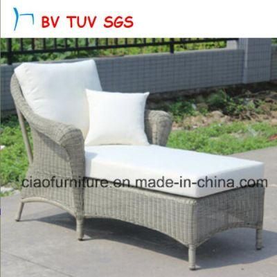 Antique Garden Rattan Lounge Chair with Cushion