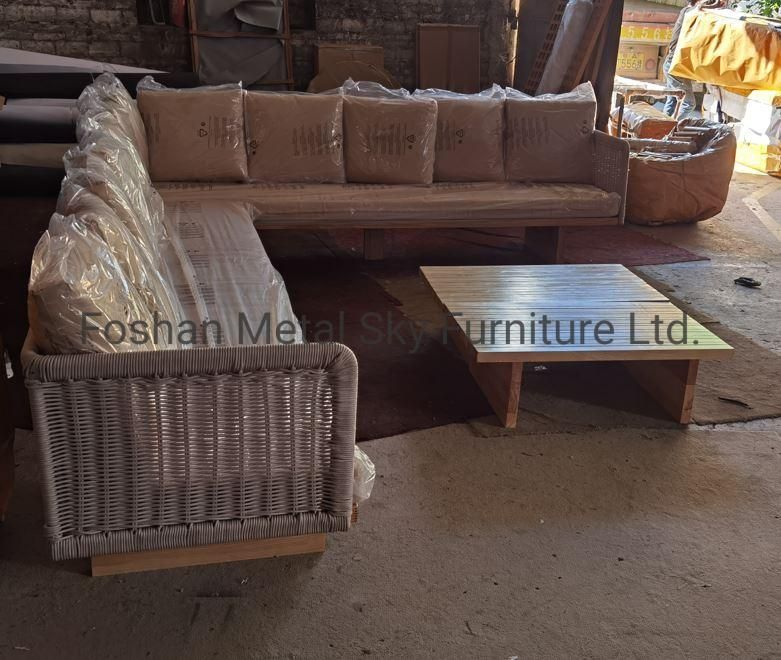 Outdoor Aluminum Garden Hotel Villa Patio Wicker Wooden Rattan Sofa