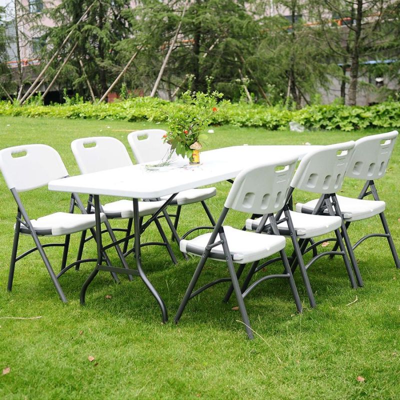 6 FT Fold-in-Half Banquet Table W/Handle for Multifunctional Use