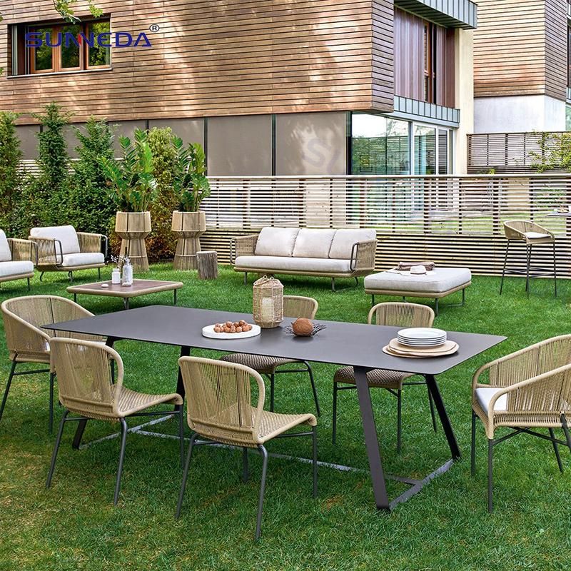 Garden Commercial Outdoor Furniture Used Rope Chair and Dining Table Set