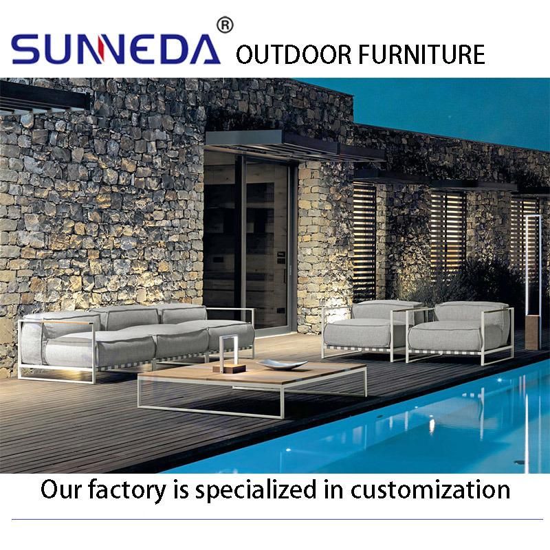 Contemporary Long Patio Leisure Outdoor Aluminum Frame Comfortable Sofa