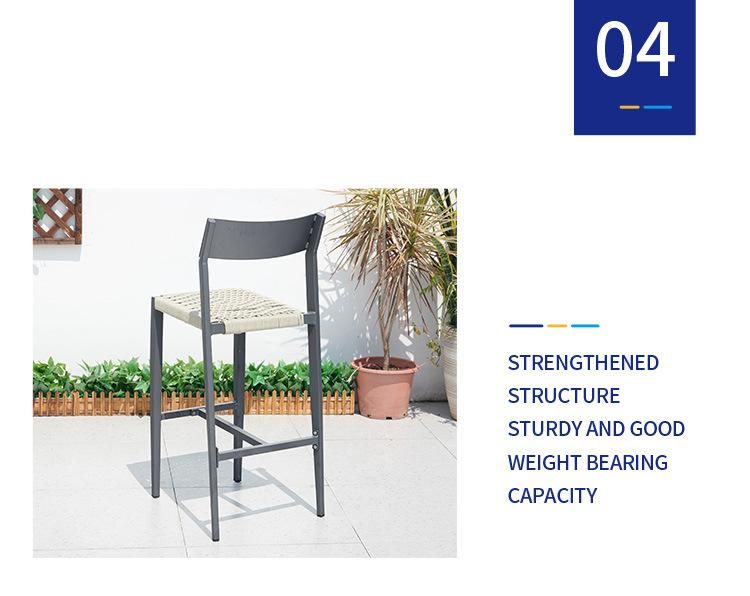 Vangarden Aluminum Rope Woven Garden Outdoor Bar Chair