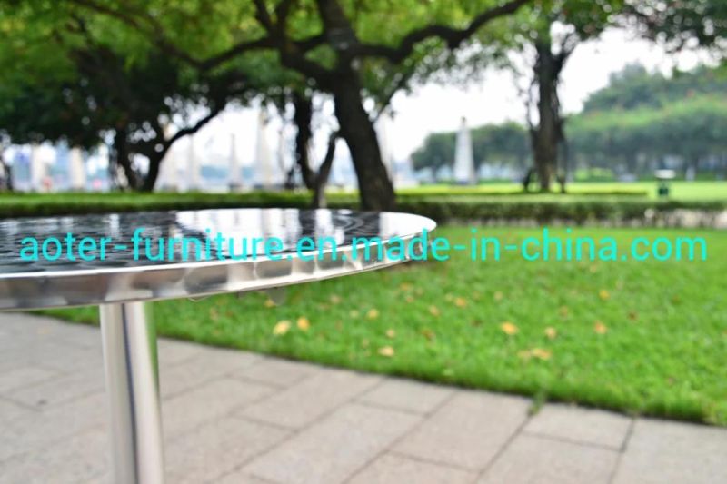 Whole Sale Cheap Stainless Steel Aluminum Outdoor Bar Bistro Cafe Logo Customize Round Table