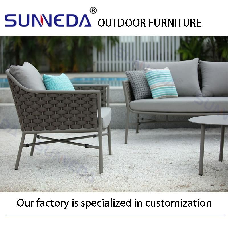 Commercial Outdoor All-Weather Best Selling Leisure Aluminium Alloy Metal Webbing Sofa Furniture