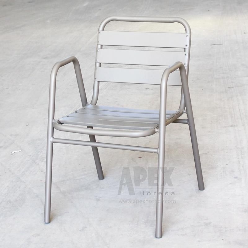 Aluminum Metal Stackable Dining Outdoor Restaurant Cafe Waterproof Silla Chair
