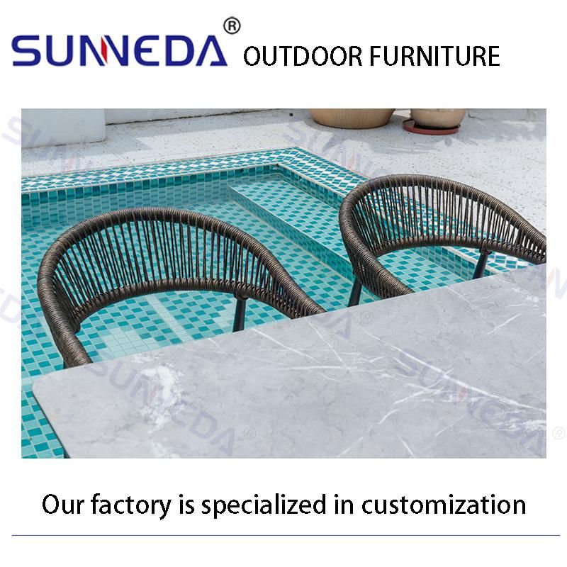 Outdoor Furniture Home Garden Sets Rattan Aluminum Rope Chair with Table