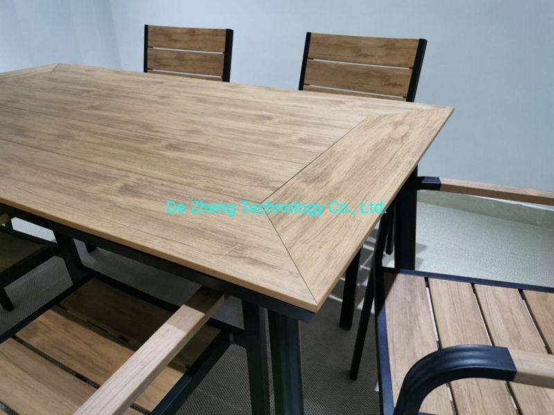 High Quality Aluminum Outdoor Garden Dining Wood Bar Table Set for Garden Restaurant