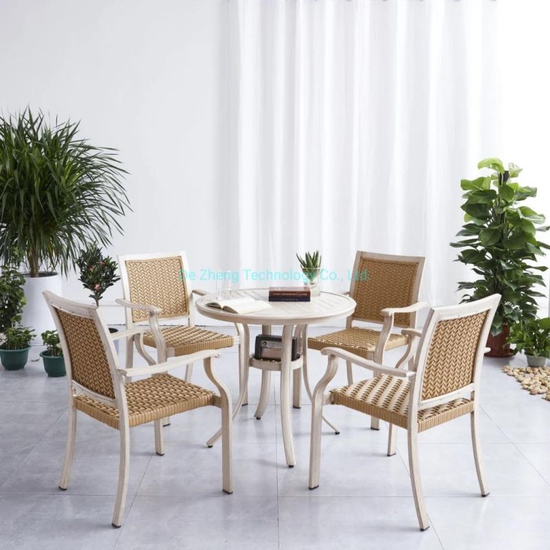 New Arrival Outdoor Garden Patio Furniture Moulded Aluminum Round Outdoor Table and Chairs Set