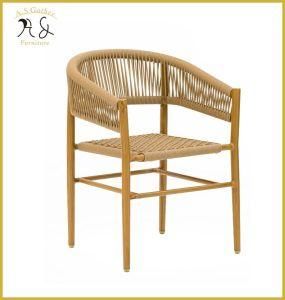 Tropical Outdoor furniture Metal Aluminium Frame Rope Woven Dining Cafe Armchair