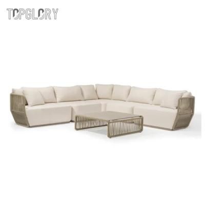 New Arrive Patio Garden Outdoor Luxury Hotel Aluminum Rope Sofa