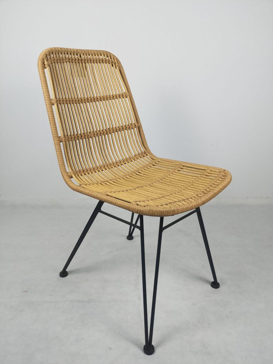 Factory Price Non-Wood Iron Outdoor Rattan Chair Wicker Tablet Stackable Furniture