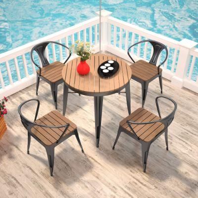 4+1 Round Shaped Polywood Table and Chairs Patio Garden Furniture Set