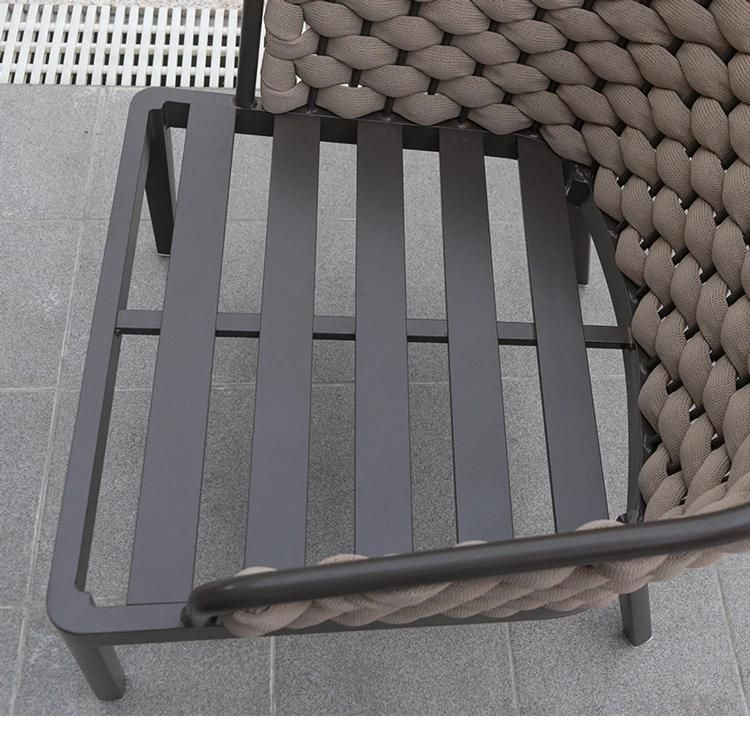 4 PCS Modern and Upscale Wide Rope Garden Sofa Dining Set Outdoor Furniture