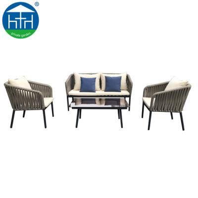 Modern Outdoor Furniture New Materials Rope Strip Weaving Sofa Set