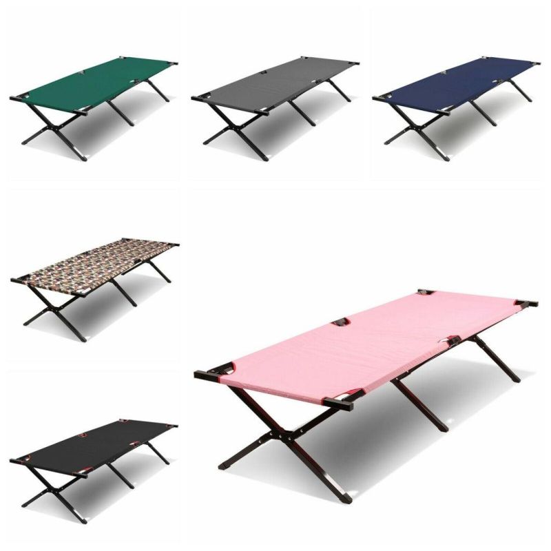 Strong Cross-Bar Metal Frame 600d Oxford Comfort Elevated Camp Bed Folding Cot Outdoor