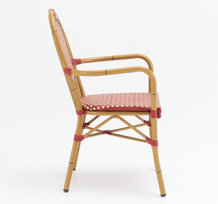 Vangarden French Vintage Bistro Rattan Dining Chair with Armrest