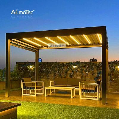 AlunoTec aluminium Durable Pergola 4x4 Motorized Adjustable Patio Gazebo Absorb UV Struxure Outdoor Beach Canopies