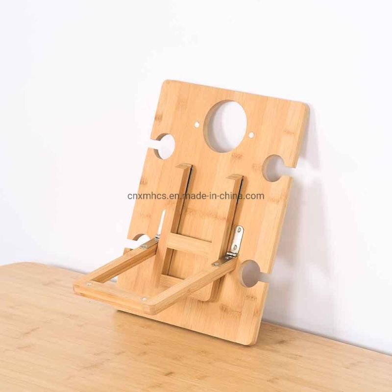 Portable Picnic Table for Outdoors Bamboo Wooden Folding Table Small Table with Bottle Opener Tray Table Wine Glass Holder