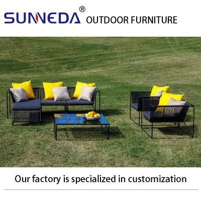 Modern Garden Aluminum Sofa and with Silk Screen Glass Table