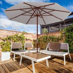 Uplion Outdoor Wood Commercial Luxury Umbrella Patio Garden Sun Umbrella Restaurant Wooden Parasol