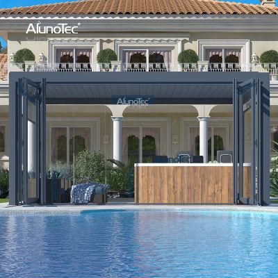 AlunoTec 28 By 12 24 By 22 Modern Automatic Louvre Louvered Pergola with Glass and Net