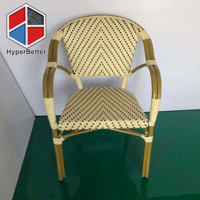 Outdoor French Rattan Chair Yellow with Black Dots