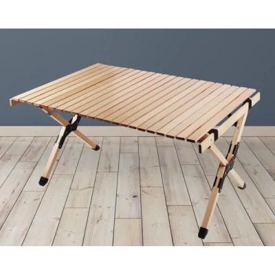 Factory Wholesale Outdoor Folding Table Customized Logo 90cm Beech Wood Portable Table