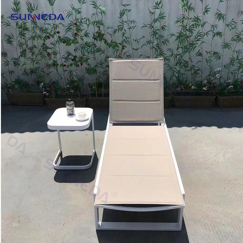 Adjustable Height Villa Beach Loungers with Teak Side Armrests