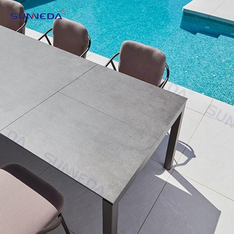 Modern Style Outdoor Table Set with Aluminum Frame, Spray UV Powder