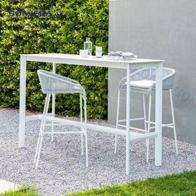 Outdoor Courtyard Garden Presentable White Aluminum Simple Bar Chair