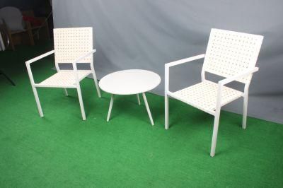 Leisure Balcony White Wide Rattan Weaving Coffee Set Outdoor Furniture