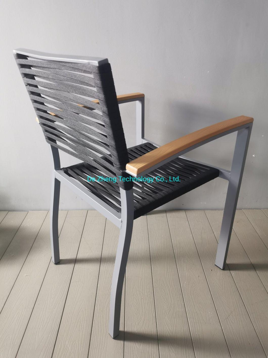 Outdoor Furniture Aluminum Frame Plastic Rattan Stackable Dining Chair for Cafe Use